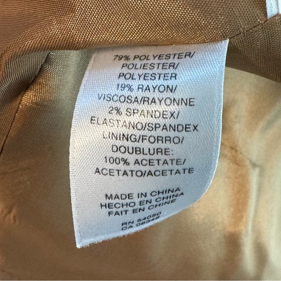 Women Anne Klein Size 12 (Jacket) 8 (Pants) Tan Polyester/Rayon/Spandex Pantsuit - Picture 9 of 16
